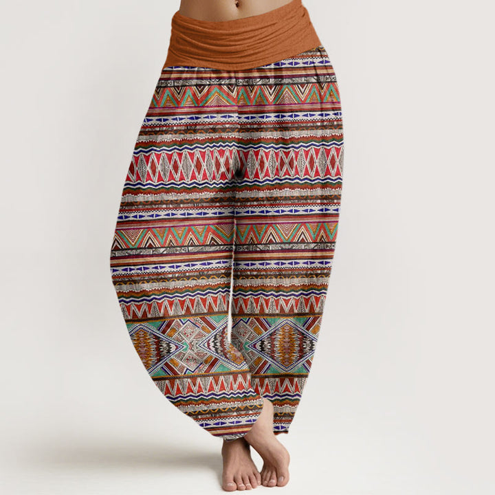 Buddha Stones Casual Tribal Style Geometric Pattern Women's Elastic Waist Harem Pants - Peru - US22，UK/AU26，EU54 (6XL) - image 0