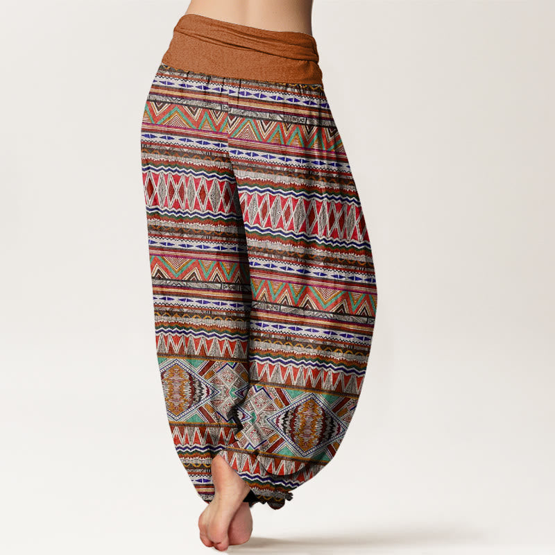Buddha Stones Casual Tribal Style Geometric Pattern Women's Elastic Waist Harem Pants - image 2