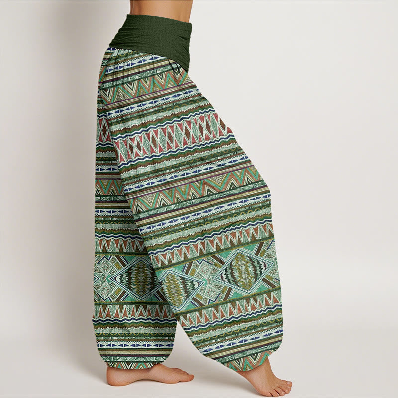Buddha Stones Cotton Casual Tribal Style Geometric Pattern Women's Elastic Waist Harem Pants - image 5