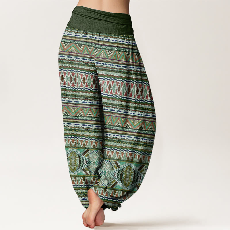 Buddha Stones Cotton Casual Tribal Style Geometric Pattern Women's Elastic Waist Harem Pants - image 6