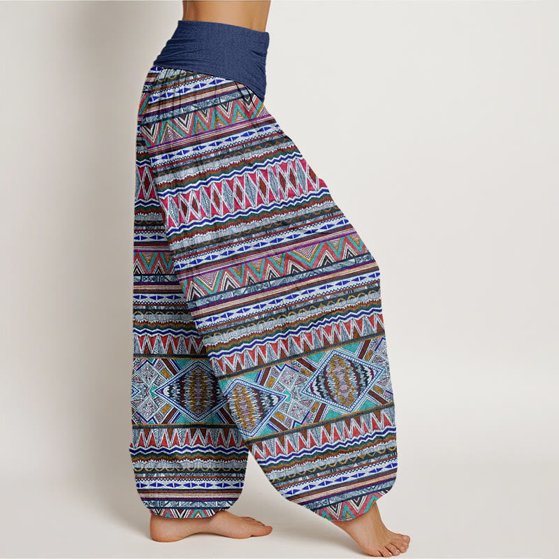 Buddha Stones Cotton Casual Tribal Style Geometric Pattern Women's Elastic Waist Harem Pants - image 8