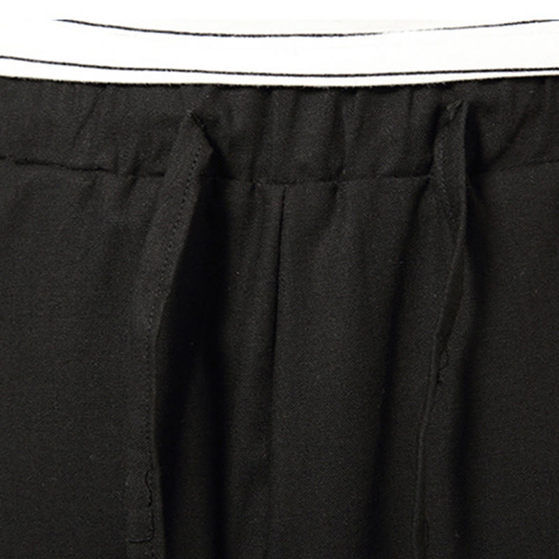 Buddha Stones Spring Plain Simple Patchwork Design Drawstring Cotton Linen Men's 7-8 Length Wide Leg Pants With Pockets - image 22