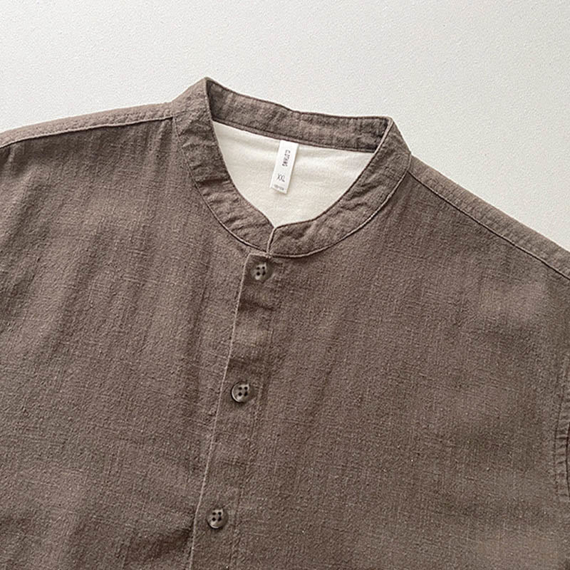 Buddha Stones Casual Solid Color Ramie Linen Cotton Men's Shirt With Pockets - image 11