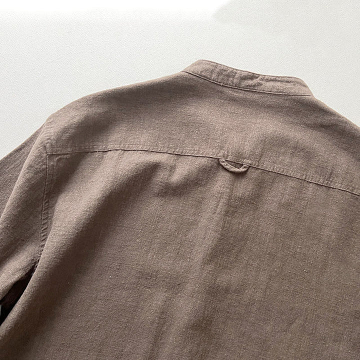 Buddha Stones Casual Solid Color Ramie Linen Cotton Men's Shirt With Pockets - image 12