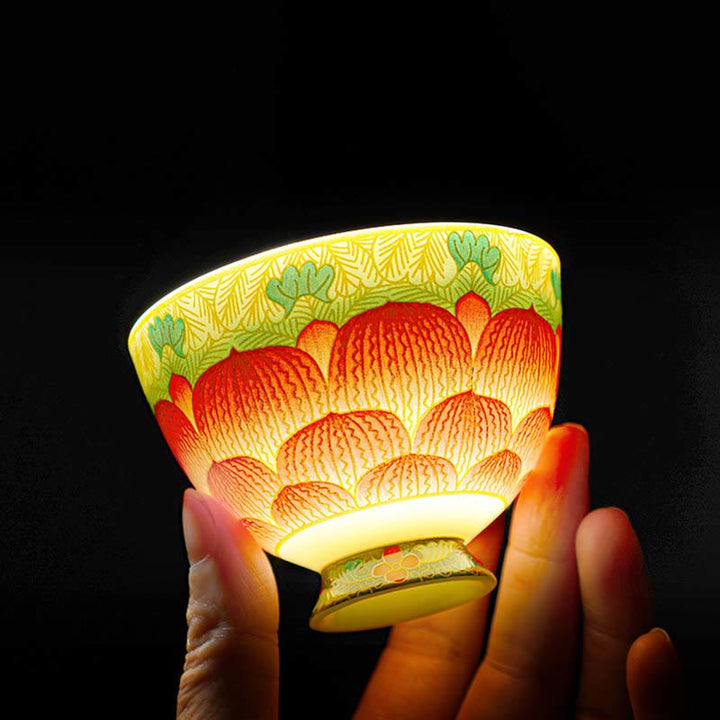 Lotus Ceramic Teacup Flower Tea Cups 100ml