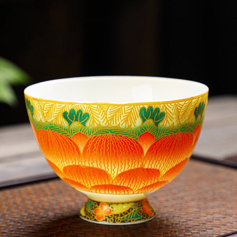 Lotus Ceramic Teacup Flower Tea Cups 100ml
