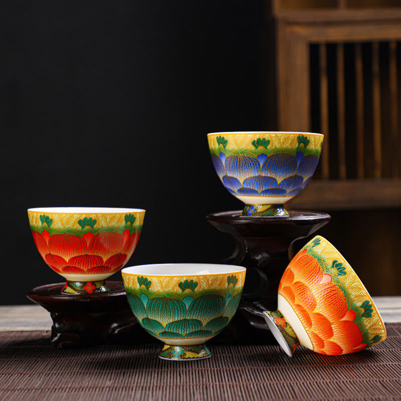 Lotus Ceramic Teacup Flower Tea Cups 100ml