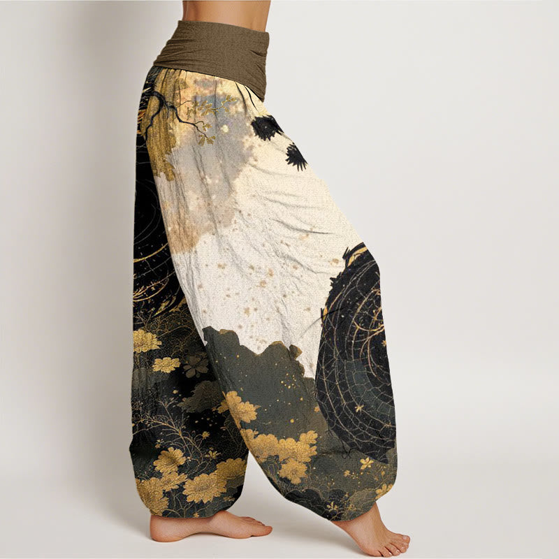 Buddha Stones Casual Dragon Ancient Tree Pattern Women's Elastic Waist Harem Pants - image 1