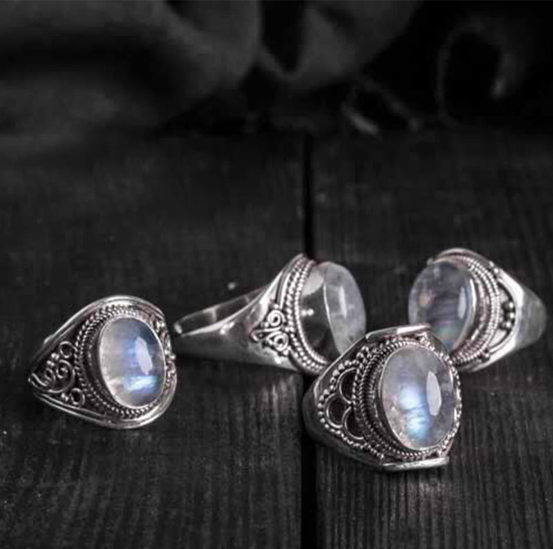 Buddha Stones 925 Sterling Silver Handmade Natural Moonstone Healing Adjustable Ring - image 16