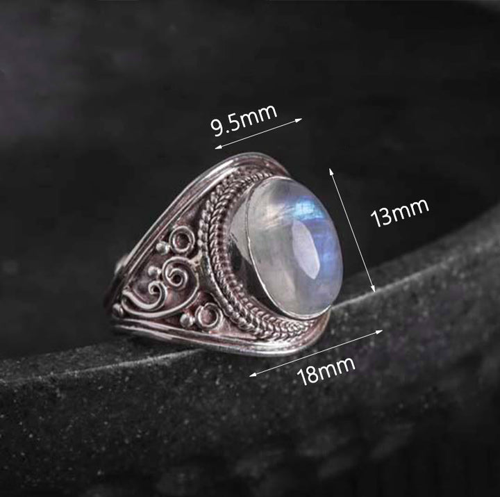 Buddha Stones 925 Sterling Silver Handmade Natural Moonstone Healing Adjustable Ring - image 14