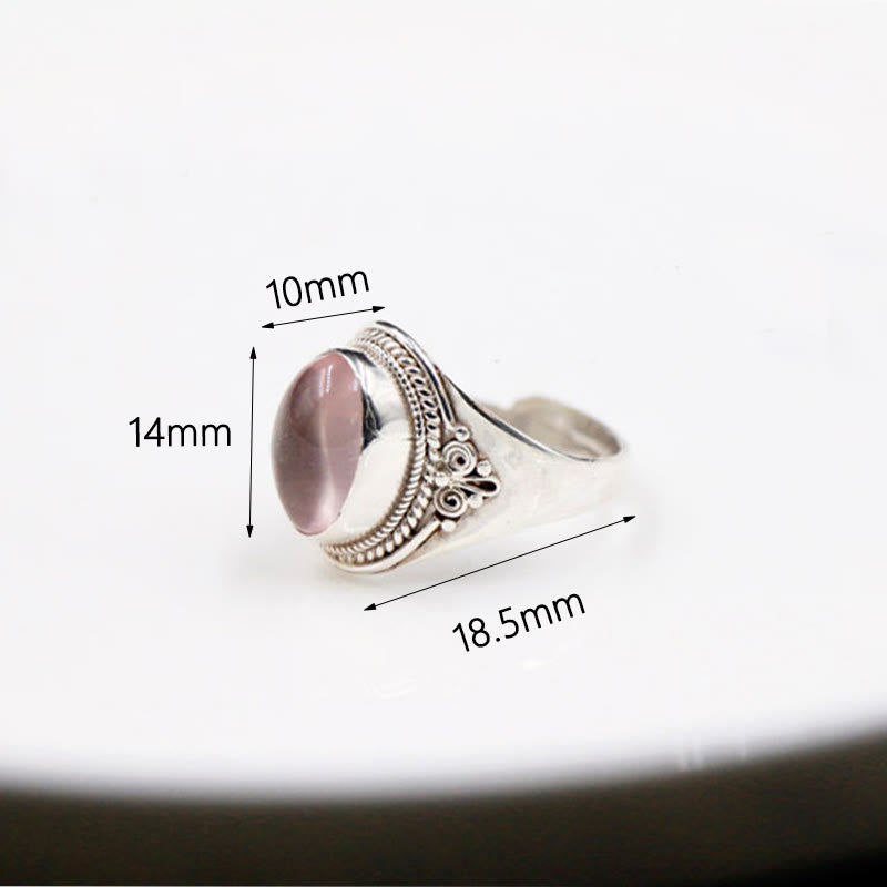 Buddha Stones 925 Sterling Silver Handmade Natural Rose Quartz Loving Energy Adjustable Ring - image 8