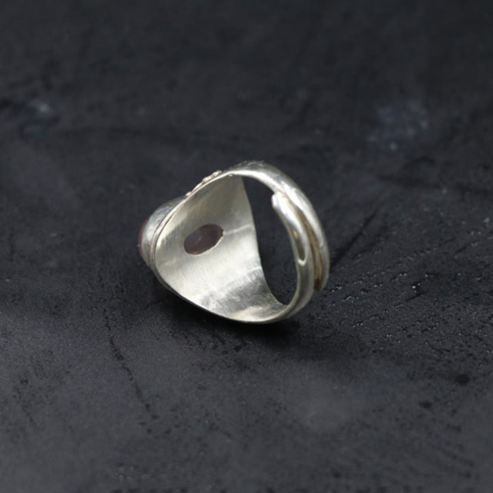 Buddha Stones 925 Sterling Silver Handmade Natural Rose Quartz Loving Energy Adjustable Ring - image 3