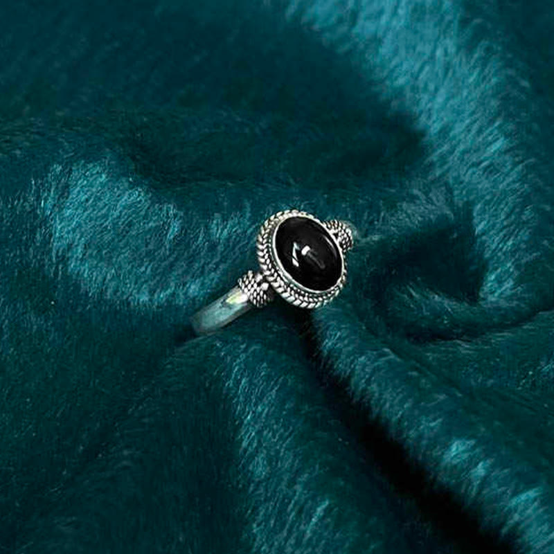 Buddha Stones 925 Sterling Silver Handmade Black Onyx Fortune Adjustable Ring - image 2