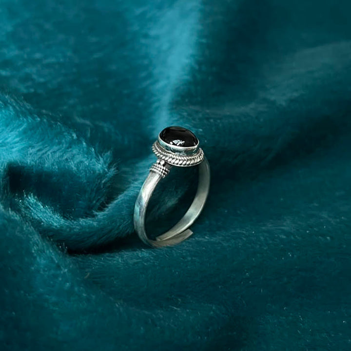 Buddha Stones 925 Sterling Silver Handmade Black Onyx Fortune Adjustable Ring - image 3