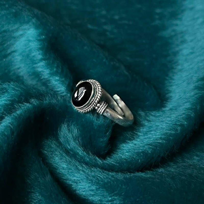 Buddha Stones 925 Sterling Silver Handmade Black Onyx Fortune Adjustable Ring - image 4