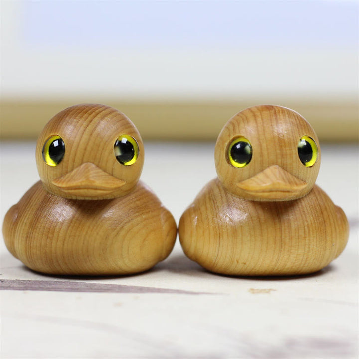 Buddha Stones Mini Thuja Sutchuenensis Wood Cute Duck Statue Prosperity Decoration