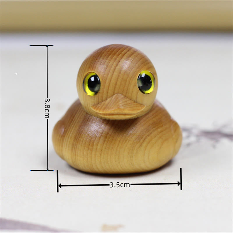 Buddha Stones Mini Thuja Sutchuenensis Wood Cute Duck Statue Prosperity Decoration