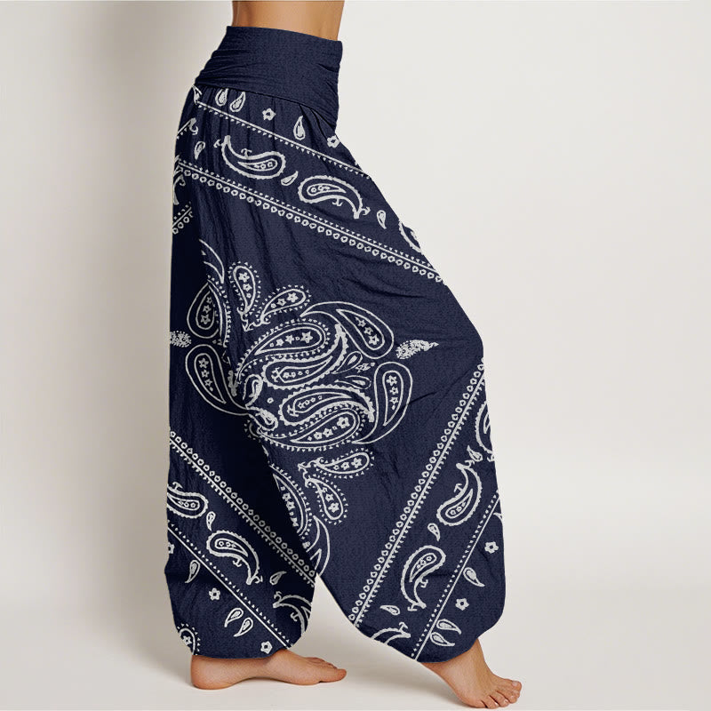 Buddha Stones Casual Floral Leaf Paisley Pattern Women's Elastic Waist Harem Pants - image 8