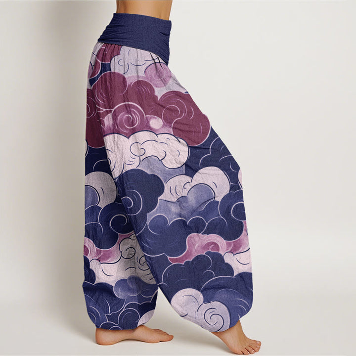 Buddha Stones Casual Auspicious Clouds Pattern Women's Elastic Waist Harem Pants - image 5