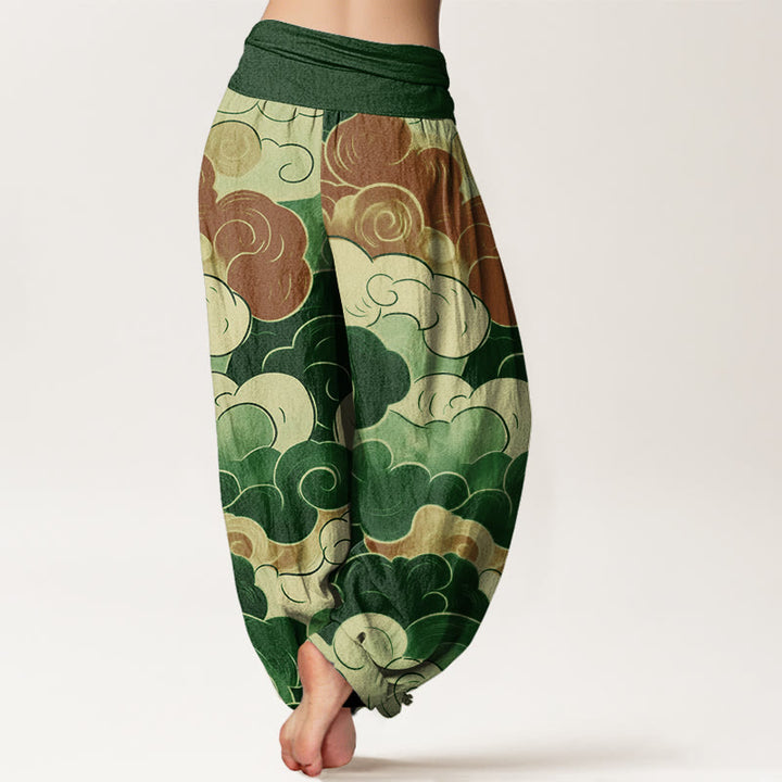 Buddha Stones Casual Auspicious Clouds Pattern Women's Elastic Waist Harem Pants - image 10