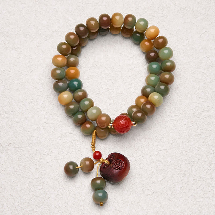 Buddha Stones Colorful Bodhi Seed Harmony Double Wrap Bracelet