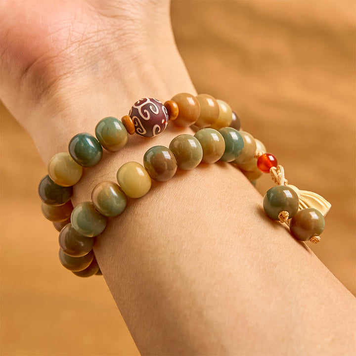 Buddha Stones Colorful Bodhi Seed Lotus Pod Charm Peace Double Wrap Bracelet