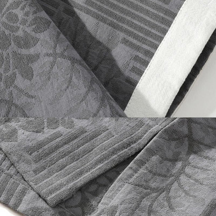 Buddha Stones Casual Summer Jacquard Floral Pattern Frog-Button Men's Stand Collar Contrasting Color Half Sleeve Cotton Shirt - image 8