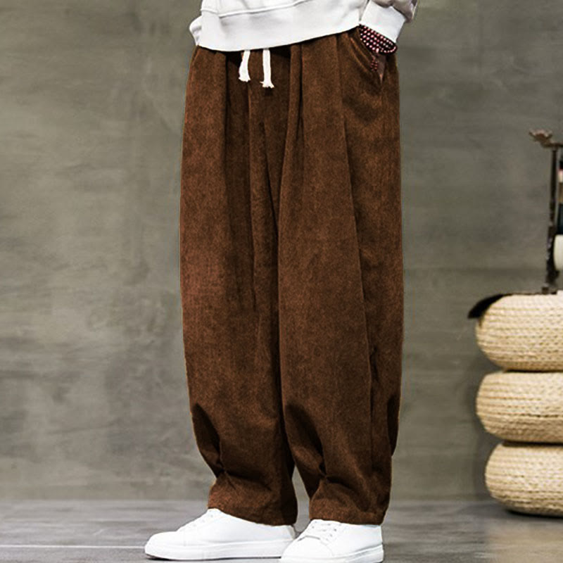 Buddha Stones Casual Plain Cotton Bloomer Men's Pants With Pockets - image 30