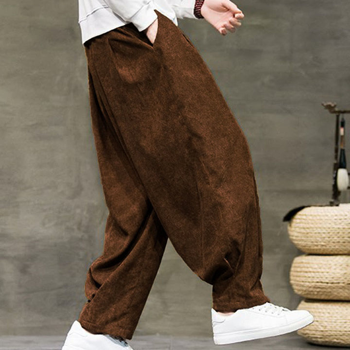 Buddha Stones Casual Plain Cotton Bloomer Men's Pants With Pockets - image 38