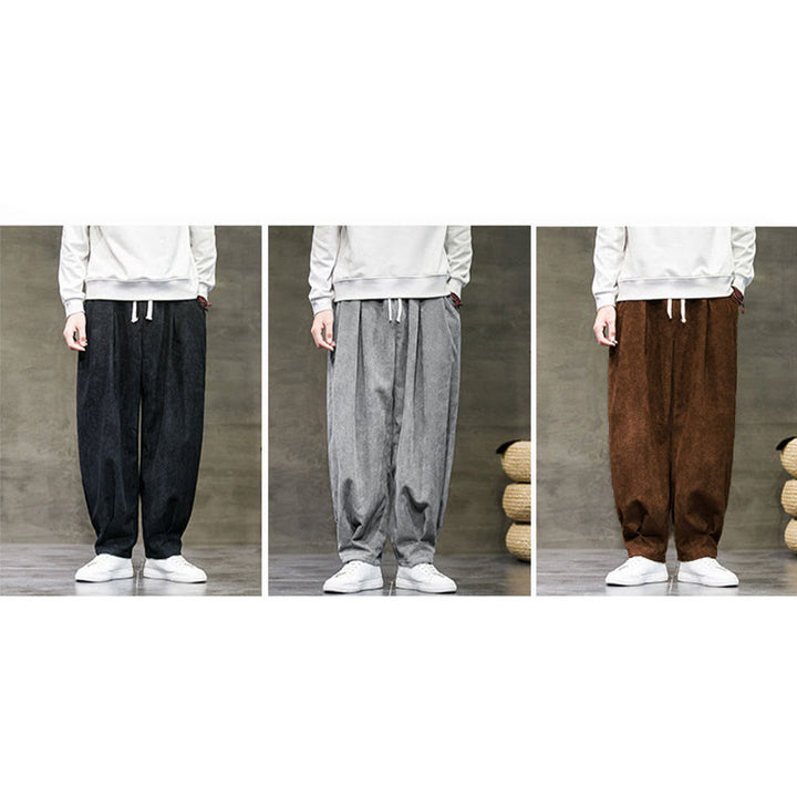 Buddha Stones Casual Plain Cotton Bloomer Men's Pants With Pockets - image 43