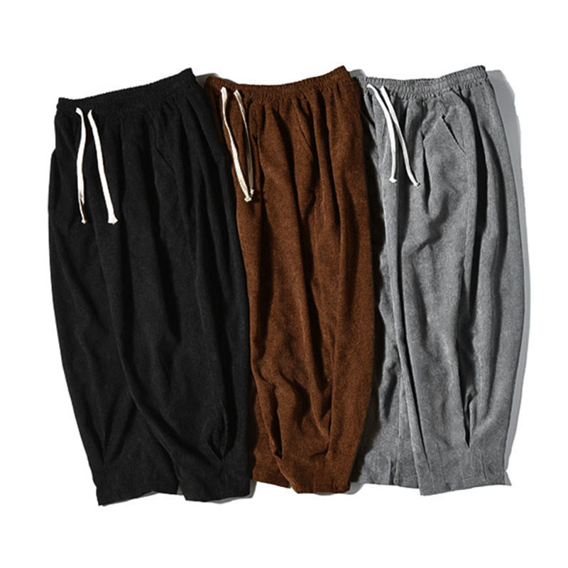 Buddha Stones Casual Plain Cotton Bloomer Men's Pants With Pockets - image 42