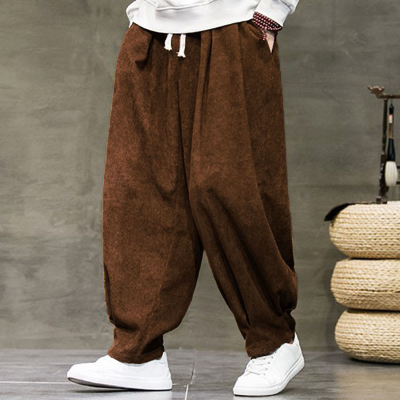 Buddha Stones Casual Plain Cotton Bloomer Men's Pants With Pockets - DarkGoldenrod - US/UK/AU46，EU56 (5XL) - image 28