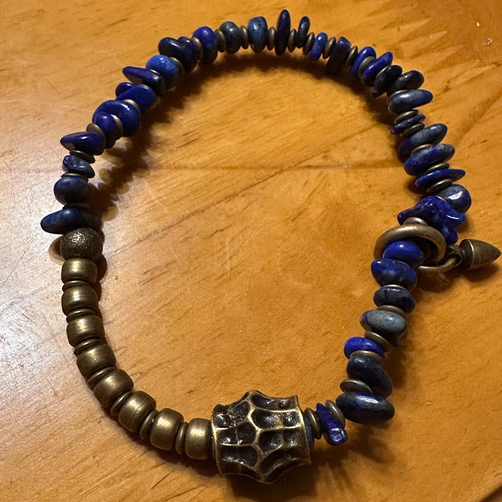 Buddha Stones Vintage Irregular Shape Design Lazurite Lapis Lazuli Positive Bracelet - image 4