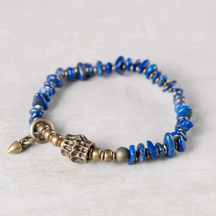 Buddha Stones Vintage Irregular Shape Design Lazurite Lapis Lazuli Positive Bracelet - image 2