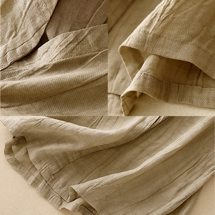 Buddha Stones Casual Summer Pure Color Pleated Design Sleeveless Women's Cotton Linen V-Neck Vest Cardigan - image 3