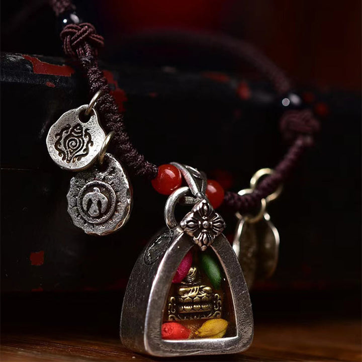 Buddha Stones Tibetan Medicine Buddha Compassion Braided Rope Necklace Pendant - image 6