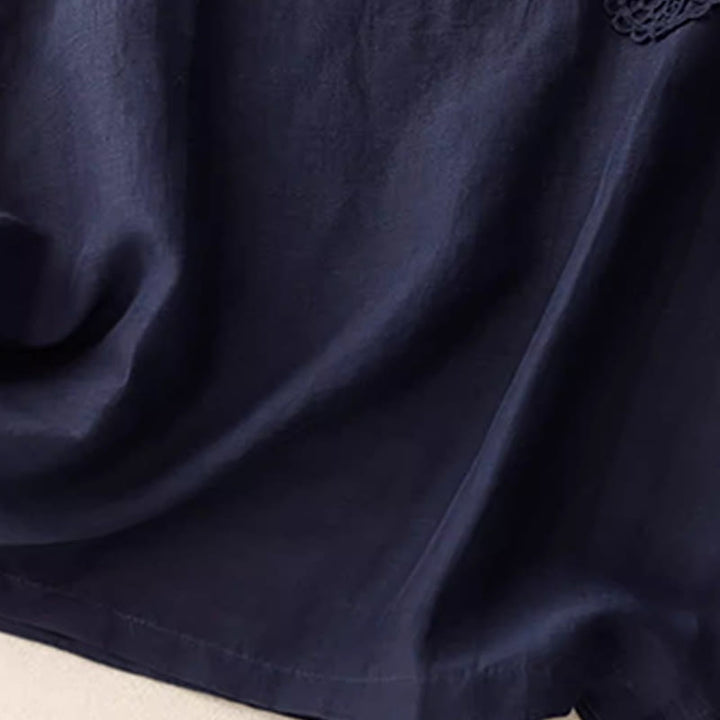 Buddha Stones Casual Pure Color Embroidery Patchwork Design Sleeveless Crew Neck Women's Cotton Linen Vest - image 9