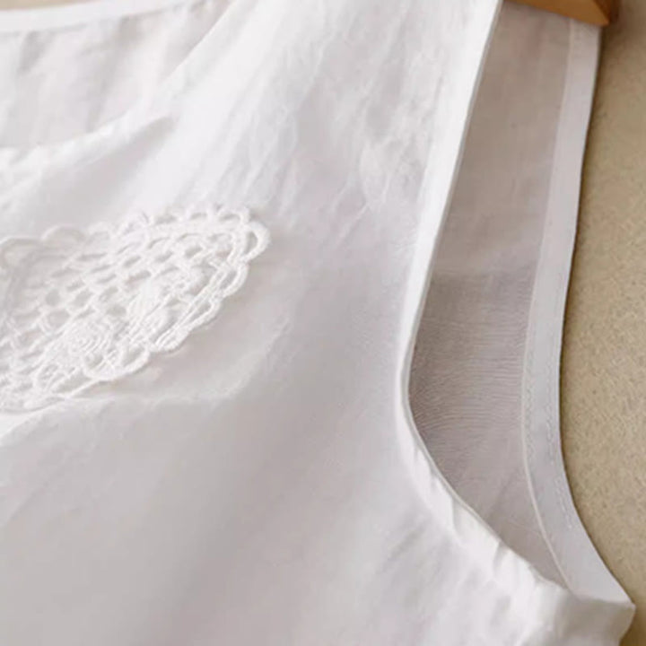 Buddha Stones Casual Pure Color Embroidery Patchwork Design Sleeveless Crew Neck Women's Cotton Linen Vest - image 21