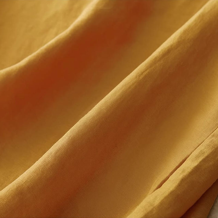 Buddha Stones Casual Pure Color Embroidery Patchwork Design Sleeveless Crew Neck Women's Cotton Linen Vest - image 3