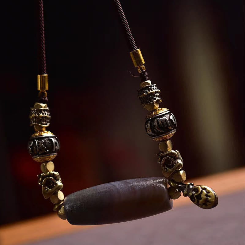 Buddha Stones Tibet Dzi Bead Om Mani Padme Hum Protection Necklace Pendant - image 2