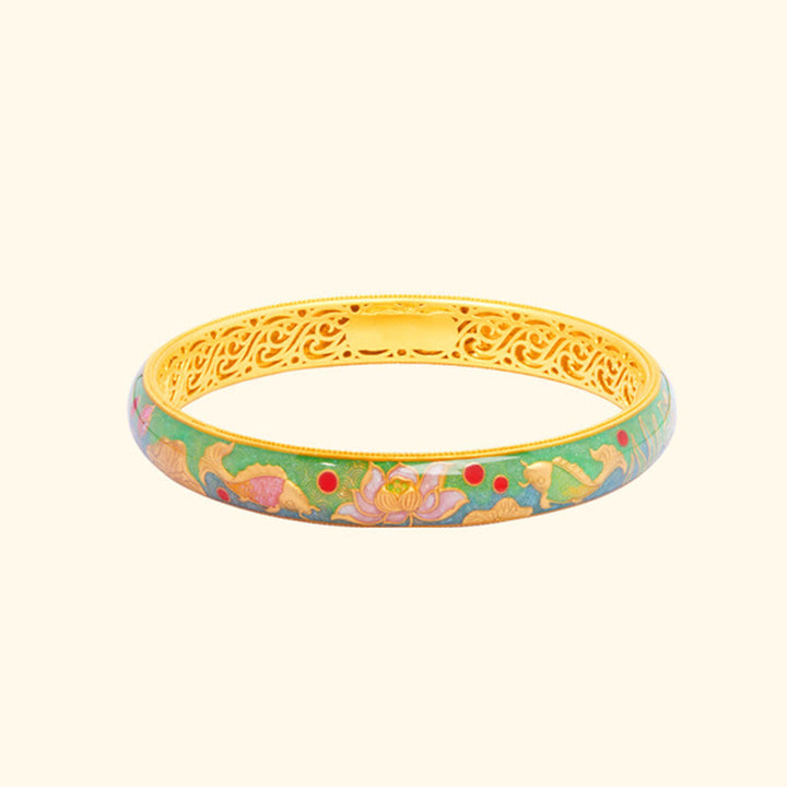 Buddha Stones 999 Sterling Silver Koi Fish Lotus Hollow Design Wealth Bracelet Bangle 2.28 IN (58 MM) - image 11