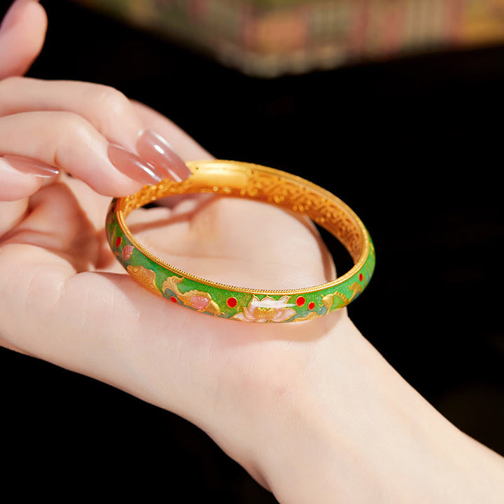 Buddha Stones 999 Sterling Silver Koi Fish Lotus Hollow Design Wealth Bracelet Bangle 2.28 IN (58 MM) - image 3