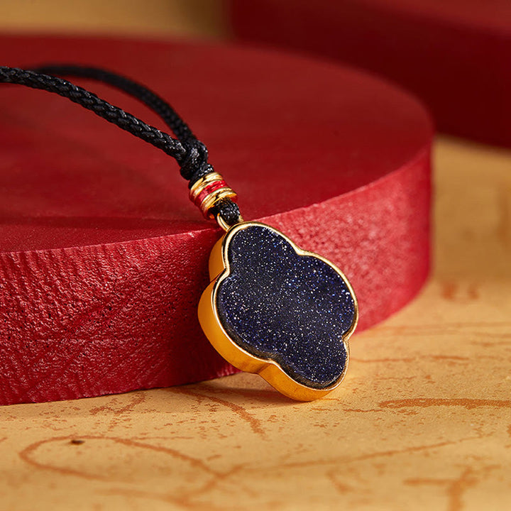 Buddha Stones 925 Sterling Silver Plum Blossom Cat Four Leaf Clover Blessing Necklace Pendant - image 3