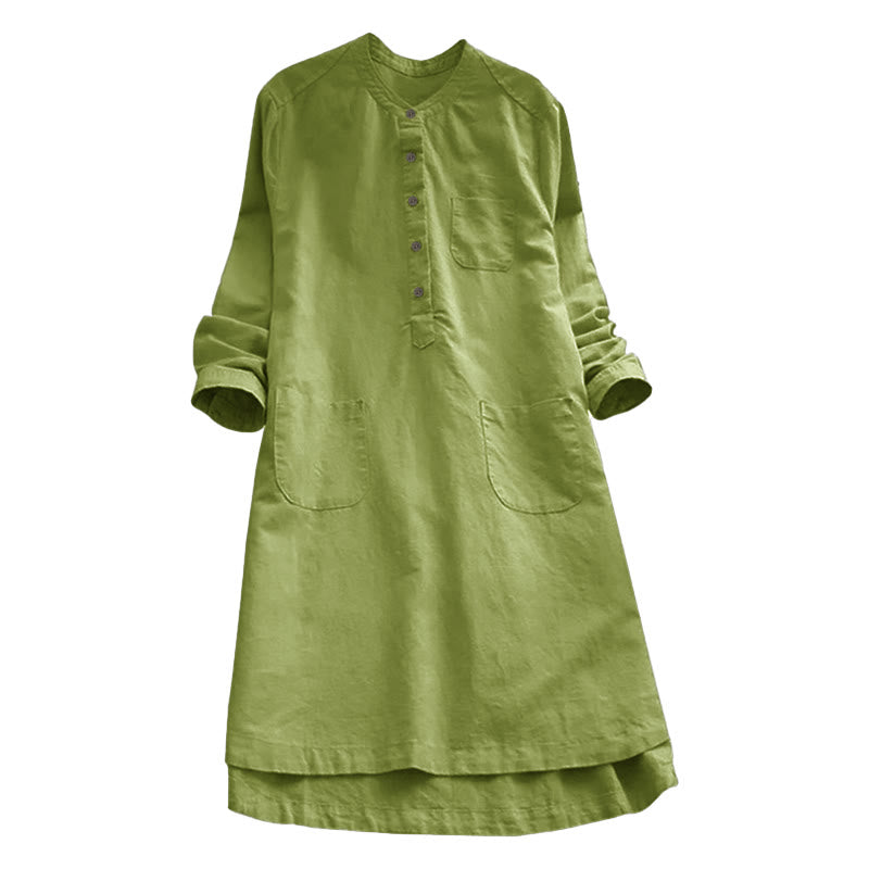 Buddha Stones Solid Buttons Long Sleeve Women's Shirt With Pockets - image 10