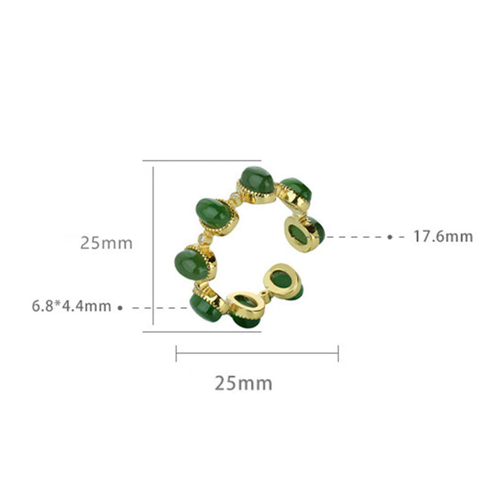 Buddha Stones 925 Sterling Silver Hetian Cyan Jade Beads Healing Adjustable Ring - image 10