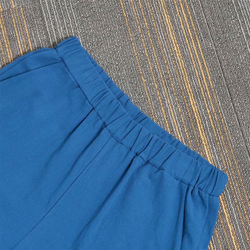 Buddha Stones Casual Pure Color Hollow Button Cuff Design Women's Cotton Linen Pants With Pockets - image 47