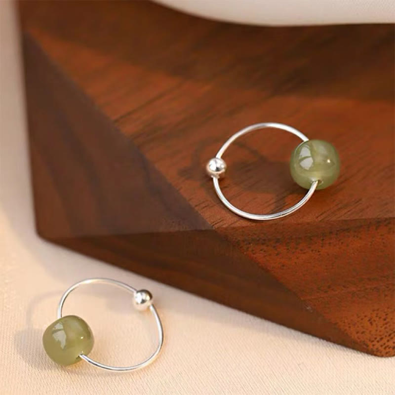 Buddha Stones 925 Sterling Silver Hetian Jade Bead Luck Earrings - Cyan Jade (925 Sterling Silver Posts) - image 8