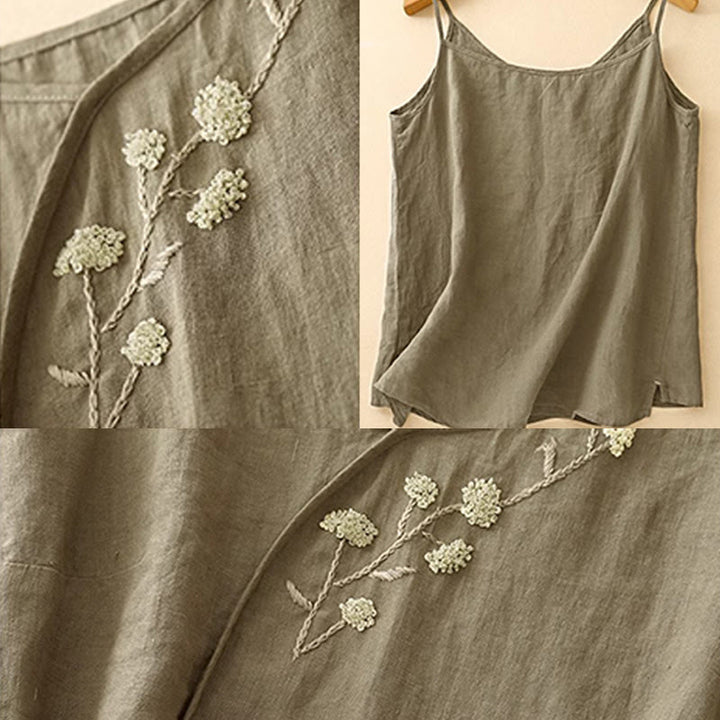 Buddha Stones Ethnic Embroidery Asymmetrical Design Women's Sleeveless Vest - image 5