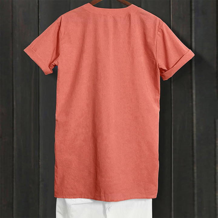 Buddha Stones Casual Plain Button Notched Collar Women's Short Sleeve Shirt - image 47