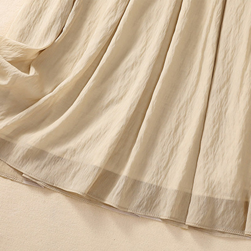 Buddha Stones Casual Contrasting Color Pleated Lace-Up Design Women's 7-8 Length Skirt - image 6